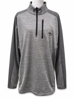 Callaway Men’s XL Gray Tech Fleece Quarter Zip Golf Pullover Chest Pocket